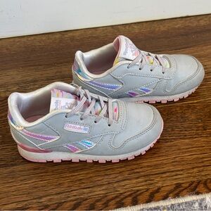 Reebok step and flash toddler 8 - Gray & Pink metallic light up sneakers